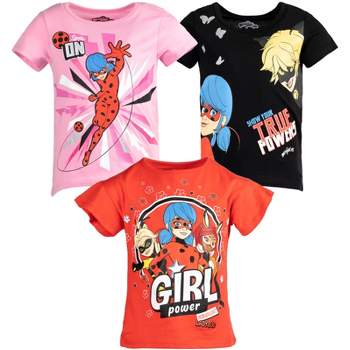 Miraculous Rena Rouge Cat Noir Ladybug Girls 3 Pack T-Shirts Little Kid to Big Kid