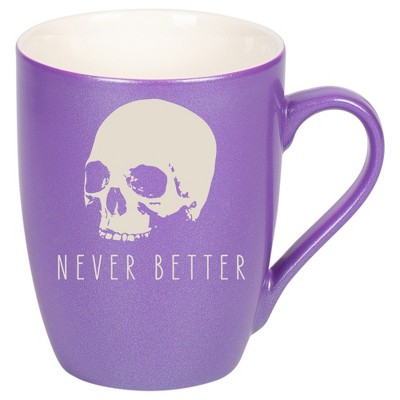 100 North Skull 10 Ounce Passion Purple Metallic Finish, Comfortably Fits Your Hands, New Bone China Coffee Tea Cup Mug, Never Better