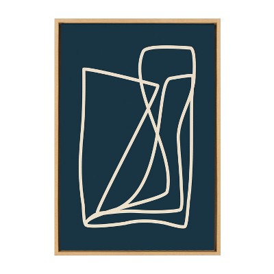 Abstract Blue and Natural Canvas Art Print with Frame, 23x33