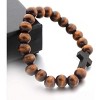 Fashion Religious 10MM Wooden Beads Cross Bracelet Handmade Catholic Jewelry - 4 of 4