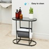 LOVMOR  Glass Oval Small Side Tables Living Room Small Space With Magazines Organizer Storage Space (Set of 2) - 3 of 4