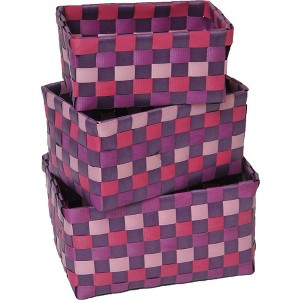 Evideco French Home Goods Woven Strap Storage Baskets - Set of 3, Stackable - 1 of 4