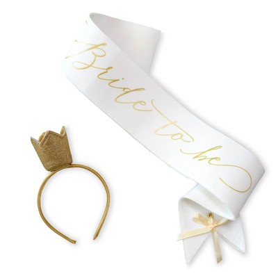 Party Sash and Headband White