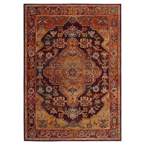 Ruby/Gold Medallion Loomed Accent Rug 3