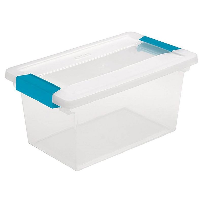 Sterilite 27 Quart Clear Latch Lid Stackable Storage Box Tote, 6 Pack, and Medium Clear Latch Lid File Clip Box, 4 Pack for Household Organization, 3 of 7