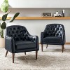Set of 2 Justo 28.5 Wide Tufted Genuine Leather Wood Legs Accent Barrel Chair for Living Room with solid wood legs| ART OF LIVING DESIGNS - 2 of 4