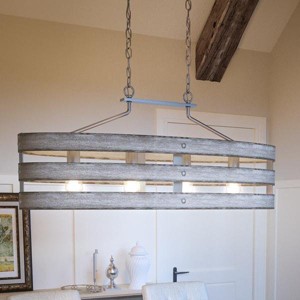 Urban Ambiance Luxury Modern Farmhouse Chandelier,  17"H x 38-1/2"W,  Galvanized Steel Finish, UHP2477 - 1 of 4