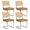 Set of 4 Kylie 20.5" Wider Tufted Seat Upholstered Fabric Chairs with Chrome Legs And Mesh Backrest Cane Rattan Dining Chairs - Maison Boucle - 2 of 4