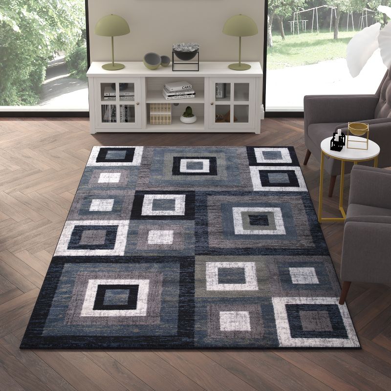 Emma and Oliver Modern Accent Rug with Geometric Square Pattern, 3 of 10