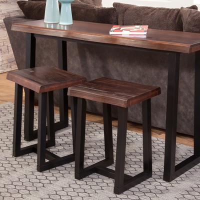 3-Piece Dining Set with Rectangular Table and 2 Stools