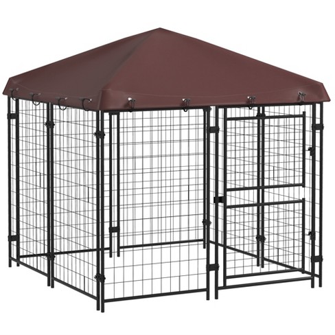 Outdoor dog kennel with best sale two doors