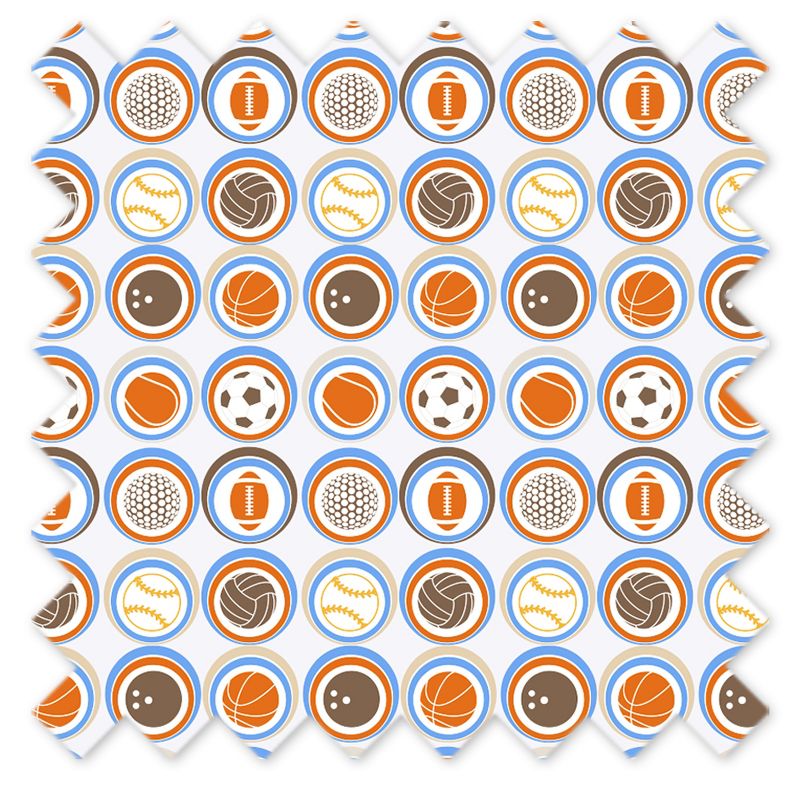 Bacati - Mod Sports, Blue/Orange/Brown Curtain Panel, 4 of 5