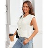 Women's Summer Sweaters Vest  Sleeveless Button Down Cropped Pockets Chunky Knit Cardigan Trendy Tank Tops - 3 of 4