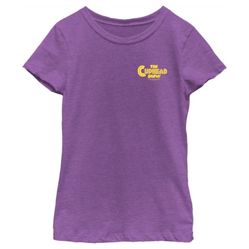 Girl's The Cuphead Show! Small Logo Yellow T-shirt - Purple Berry - X ...