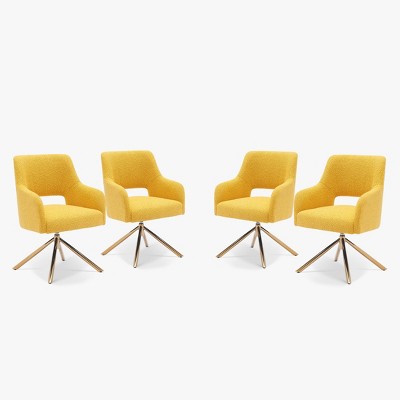 WestinTrends Genevieve Mid-Century Modern Upholstered Boucle Swivel Accent Chair (Set of 4)