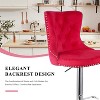 Red two sets of velvet bar stools, swivel bar height stools, adjustable bar chairs - 4 of 4