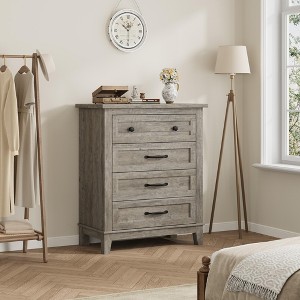 4 Dresser for Bedroom, 34.8" Tall Vertical Drawer Dresser with Large Storage, Freestanding Wooden Closet Chest - 1 of 4