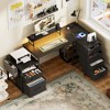 Aheaplus Reversible L Shaped Computer Desk with Fabric File Drawers - 2 of 4