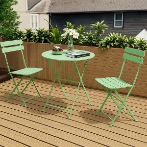 Yardgrace 3-Piece Steel Folding Bistro Set, Foldable Patio Furniture Set with Premium Frame, Outdoor Bistro Table - 1 of 4