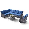 Belord 5PCS Outdoor Sectional Patio Furniture Set with Swivel Chairs, All Weather Wicker L Shape Outdoor Sectional Sofa Outdoor Conversation Set - 2 of 4