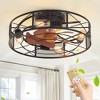 DAKAFUL 21 Inch Cage Ceiling Fan With Light Flush Mount With Light Remote Control (Bulbs Not Included) Black - 2 of 4