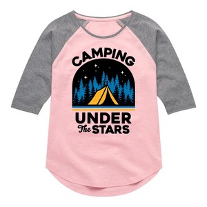 Girls' - Instant Message - Camping Under The Stars Shirt Tail Raglan Graphic T-shirt - 1 of 4