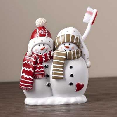 Lakeside Snowmen Toothbrush Holder - Christmas Bathroom Decoration