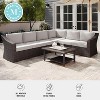 Martha Stewart Bedford Indoor-Outdoor Modular Patio 6-Seat Sectional Sofa in Rattan Wicker with All-Weather Cushions - 4 of 4