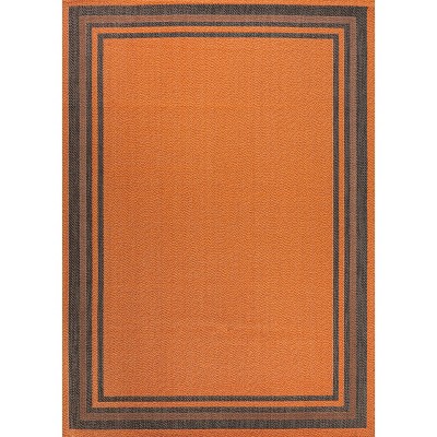 Modern Stripe Border Terracotta/Dark Gray 3' x 5' Indoor/Outdoor Rug