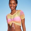 Women's Mesh Drawstring Ruched Cover Up Top - Wild Fable™ - 3 of 4