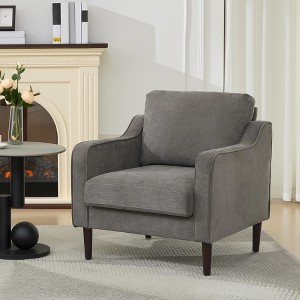 Mid-Century Modern Accent Chairs,Modern Linen Fabric Armchair for Living Room,Comfy Sofa Chairs with Scooped Arms - 1 of 4