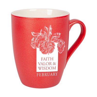 Elanze Designs Faith Valor And Wisdom February Crimson Red 10 ounce New Bone China Coffee Cup Mug