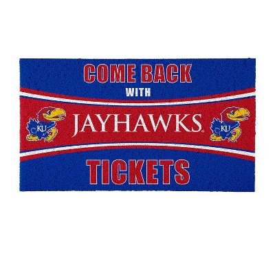 Evergreen Come Back with Tickets University of Kansas 28" x 16" Woven PVC Indoor Outdoor Doormat