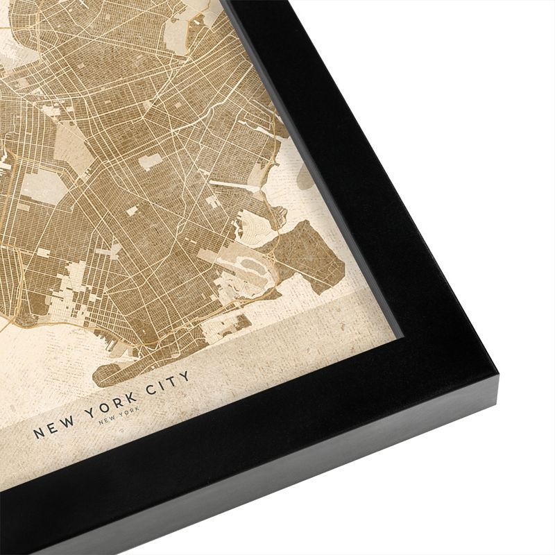 Americanflat Architecture Vintage Map Of New York City In Vintage Sepia By Blursbyai Black Frame Wall Art, 3 of 9