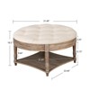 FONTOI Round Waterproof Ottoman with Wooden Shelf Storage, 2-Tier Coffee Table, Footstool for Bedroom Entryway, Dark Brown, 31.49"*18.5"*31.49" - 3 of 4