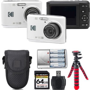 Kodak Pixpro FZ45 Camera (White) + Extra Battery +Tripod + Case -64GB Kit - 1 of 4