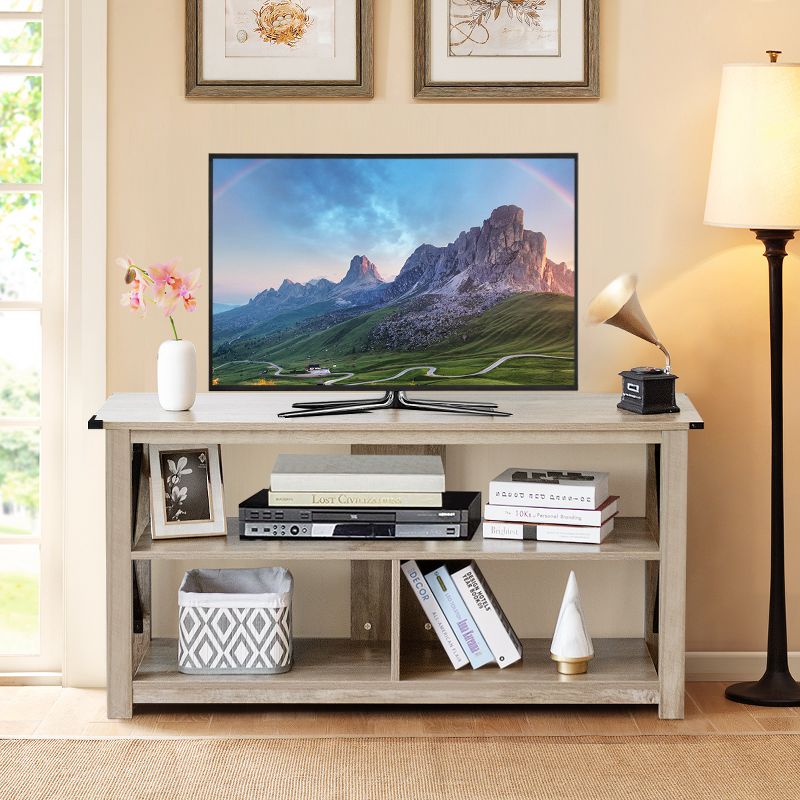 Tangkula 3-Tier Industrial Media Stand TV Stand with Open Shelves for TV's up to 55", 3 of 8