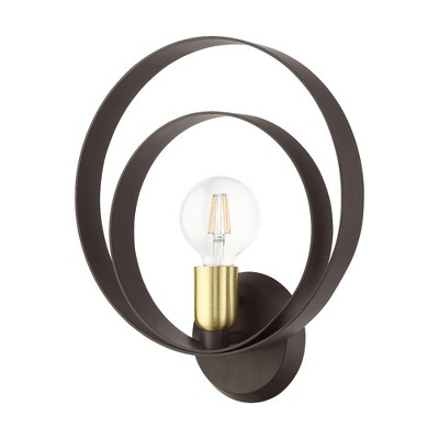 Modesto Bronze 1-Light Dimmable Sconce with Steel Accents