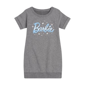 Girls' - Barbie - Winter Breeze Graphic Short Sleeve Fleece Dress - 1 of 3