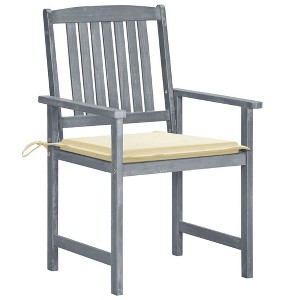 vidaXL 8X Solid Acacia Wood Patio Chairs w/Cushions – Gray/Wash Outdoor Garden Seating Set - 1 of 4