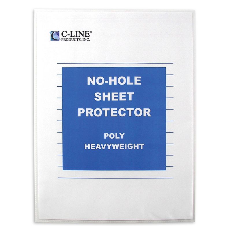 C-Line® No-Hole Heavyweight Poly Sheet Protectors, Clear, Top Loading, 11" x 8-1/2", 25 Per Box, 3 Boxes, 3 of 5