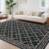 Modern Boho Farmhouse Bedroom Living Room Rugs, Floral Leaf Print Non Slip Throw Carpet for Dining Room Kitchen Office - 2 of 4
