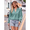 Coolmee Women's Boho Long Sleeve Shirts Dressy Casual V Neck Fall Fashion Flowy Blouses - 3 of 4