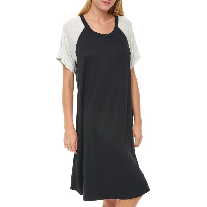 ADR Maternity Nursing Top T-shirt Dress Soft Knit Sleep Shirt w/ Zipper Breastfeeding Sleepwear, 1 of 7