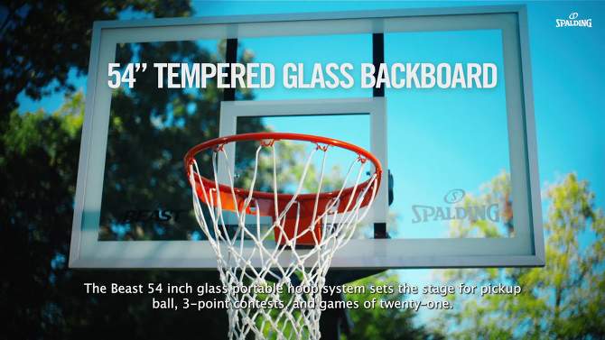 Spalding 54&#34; Glass Portable BEAST Basketball Hoop, 2 of 8, play video