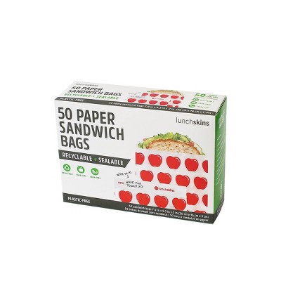 Lunchskins Recyclable & Sealable Paper Sandwich Bags - Apple - 50ct