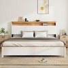Modern Bed Frame with Storage Headboard, LED Light Bed Frame, Sturdy Metal & Wood Platform Bed for Bedroom – The Pop Home - 2 of 4