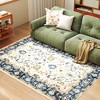 HOMCOM Machine Washable Area Rug 5x7, Non-Slip Boho Floral Print Floor Carpet for Living Room, Bedroom, Dining Room, Blue - 2 of 4