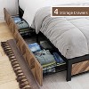 coucheta Bed Frame with 4 Storage Drawers, Platform Bed Frame with Rustic Vintage Wood Headboard, No Box Spring Needed, Noise Free, Easy Assemble - 3 of 4