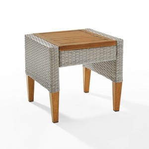 Capella Outdoor Wicker Side Table - Gray - Crosley - 1 of 4